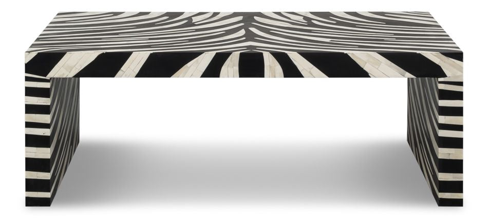 Meridian 51" Bone Inlay Coffee Table -- Black,White