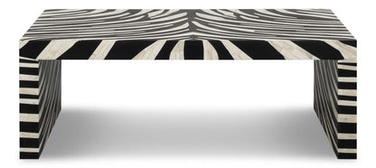 Meridian 51" Bone Inlay Coffee Table -- Black,White