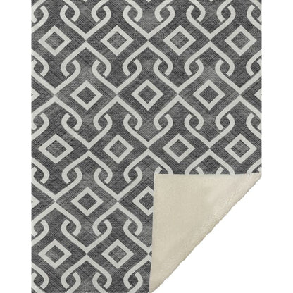 Offset Stripes Black Washable Indoor-Outdoor Rug