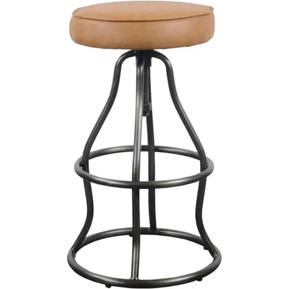Tan Leather Seat Backless Height Counter Stool