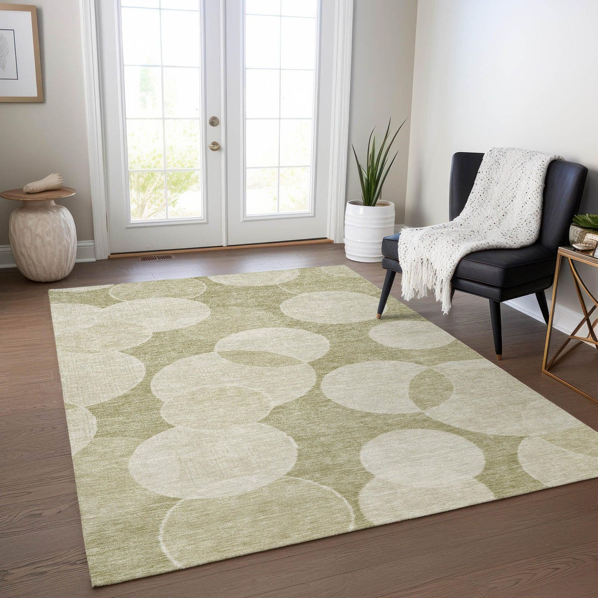 Jaelanor Tan Washable Indoor-Outdoor Rug -- tan
