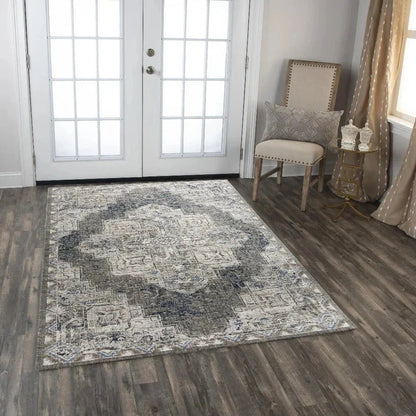 Alma Medallion Dark Gray Large Area Rugs -- gray
