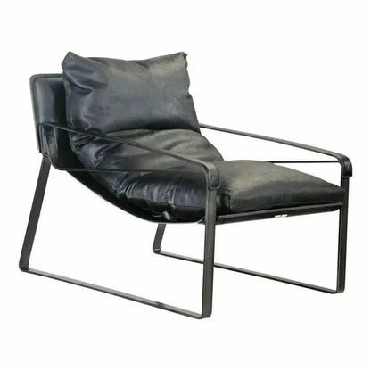 Connor Onyx Black Leather Slipper Chair
