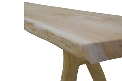 Log Natural Solid Teak Outdoor Bench -- Natural