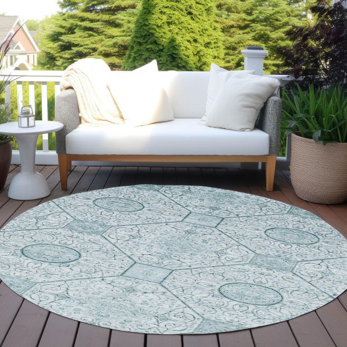 Iriora Teal Washable Indoor-Outdoor Rug