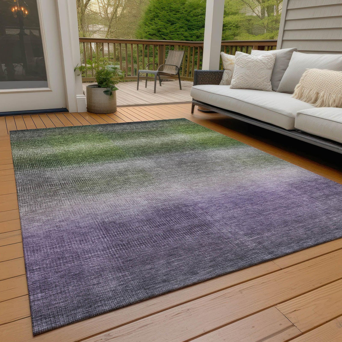 Haelor Green Washable Indoor-Outdoor Rug -- green