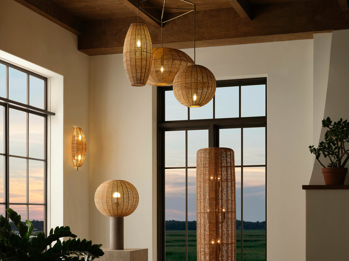 Wildwood Teague Raffia Rope Shade Wall Sconce