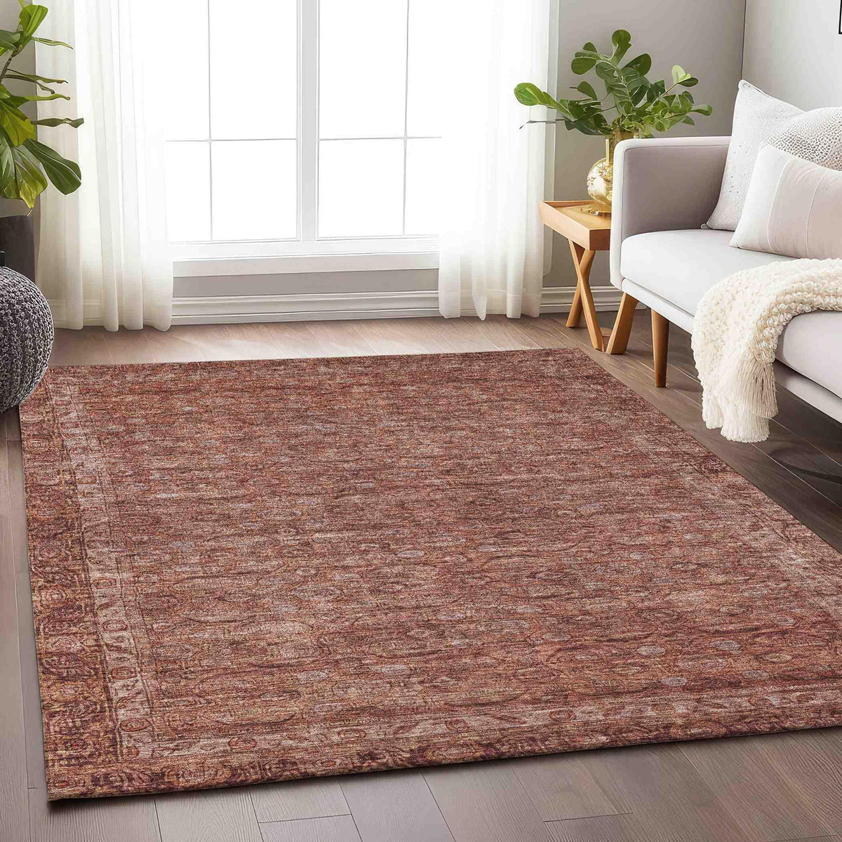 Kaelara Orange Washable Indoor-Outdoor Rug -- view 2