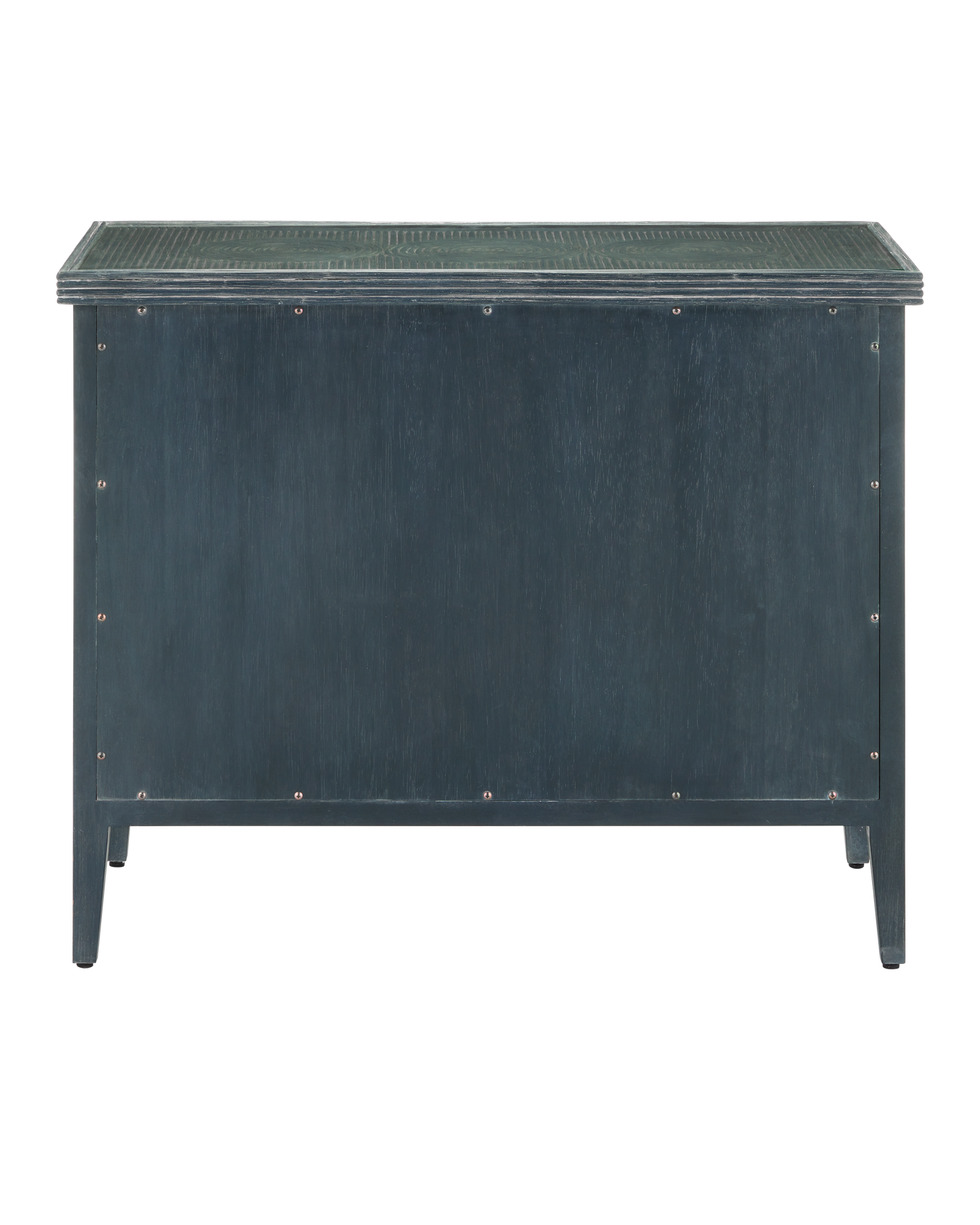 38 in. Santos Vintage Wood and Glass Blue Chest