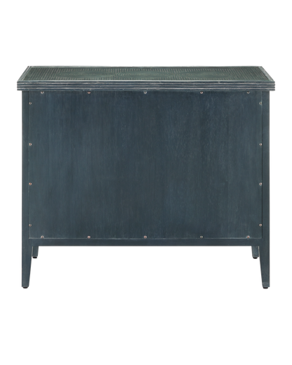 38 in. Santos Vintage Wood and Glass Blue Chest