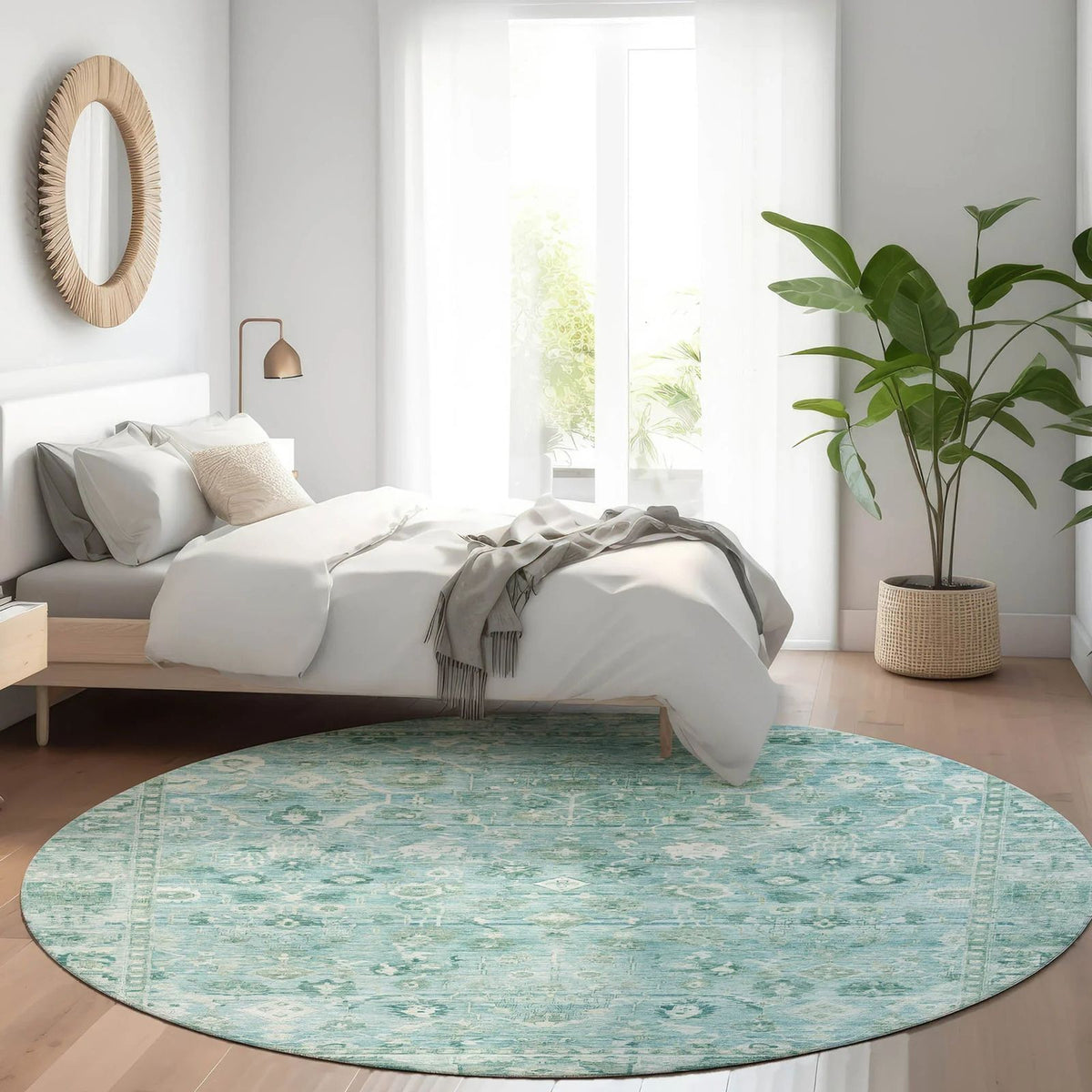 Laeel Blue Washable Indoor-Outdoor Rug
