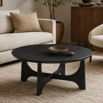 Dunnigan Wood Black Round Cocktail Table - view 4