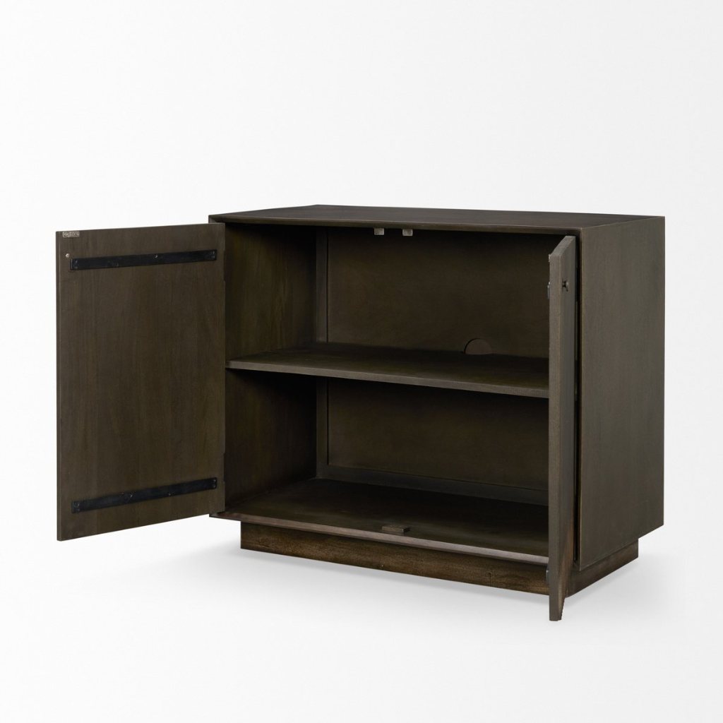 Cinder 36" Distressed Dark Brown Reeded 2-Door Closed Accent -- Dark Brown