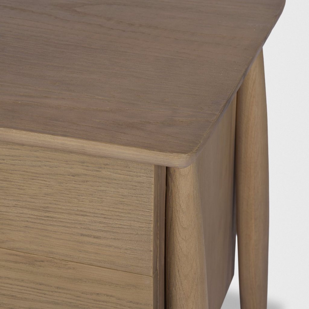 Hollis 35"W Gray-Brown Wood 3-Drawer Closed Nightstand -- Brown