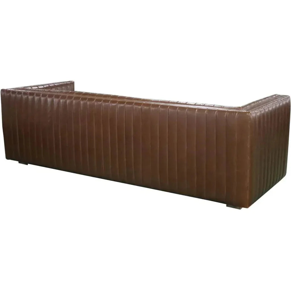 Channel 97" Camel Brown PU Leather Mid-Century 3-Seater -- view 3