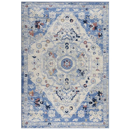 Dann Medallion Blue Kitchen Hallway Runner Rug