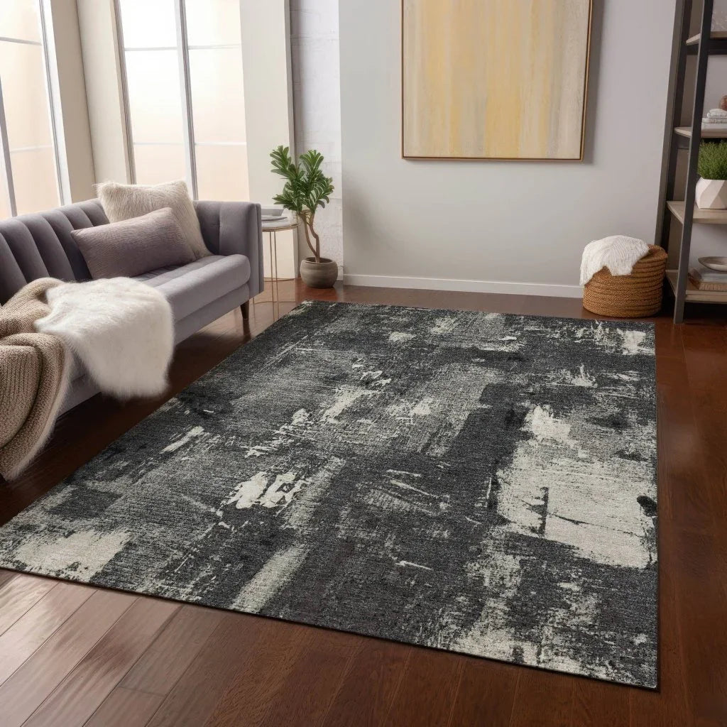 Aria Black Washable Indoor-Outdoor Rug-Outdoor Rugs-LOOMLAN Rugs-LOOMLAN
