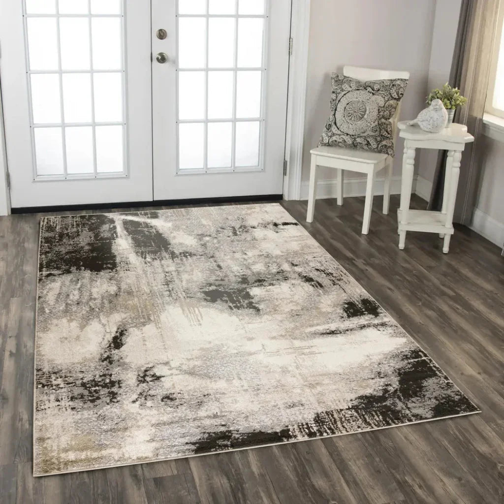 Comm Abstract Gray Kitchen Hallway Runner Rug -- gray