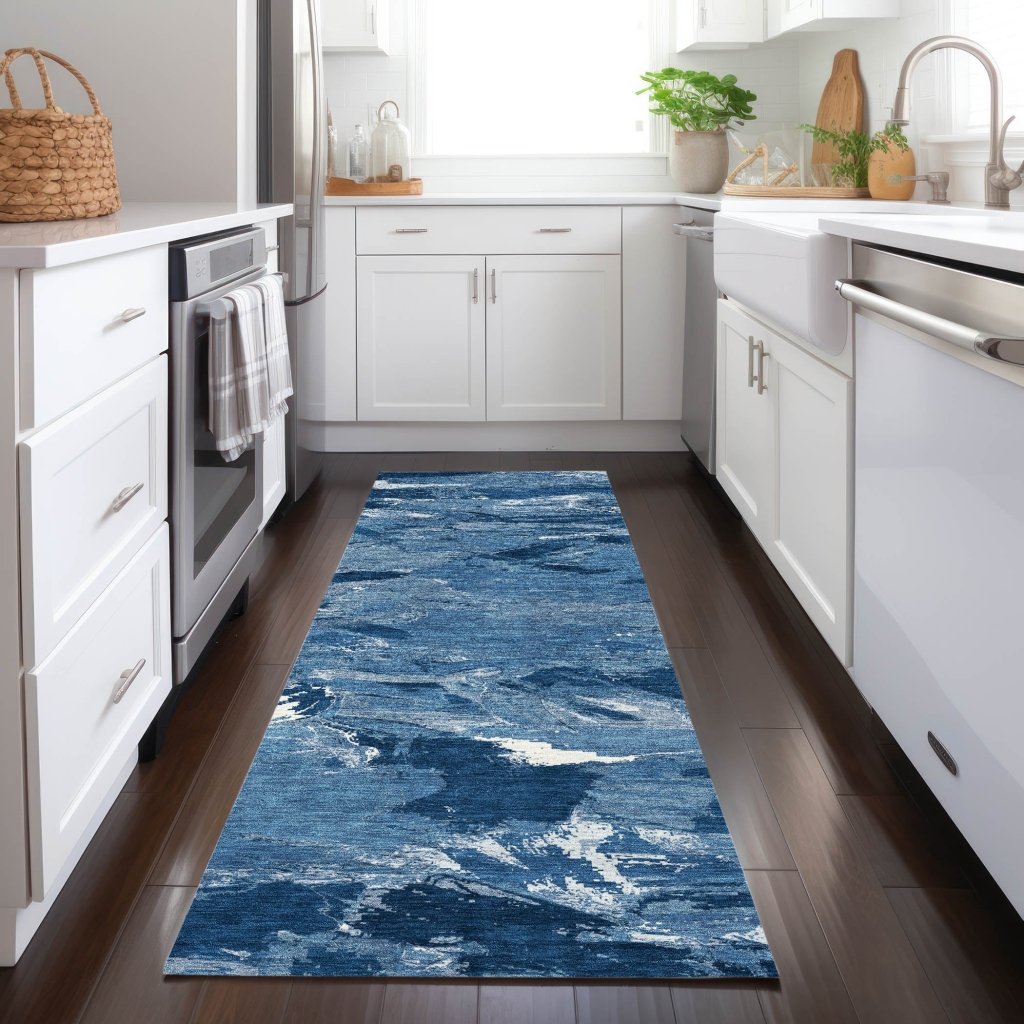 LOOMLAN Rugs Dahlina Blue Washable Indoor-Outdoor Rug