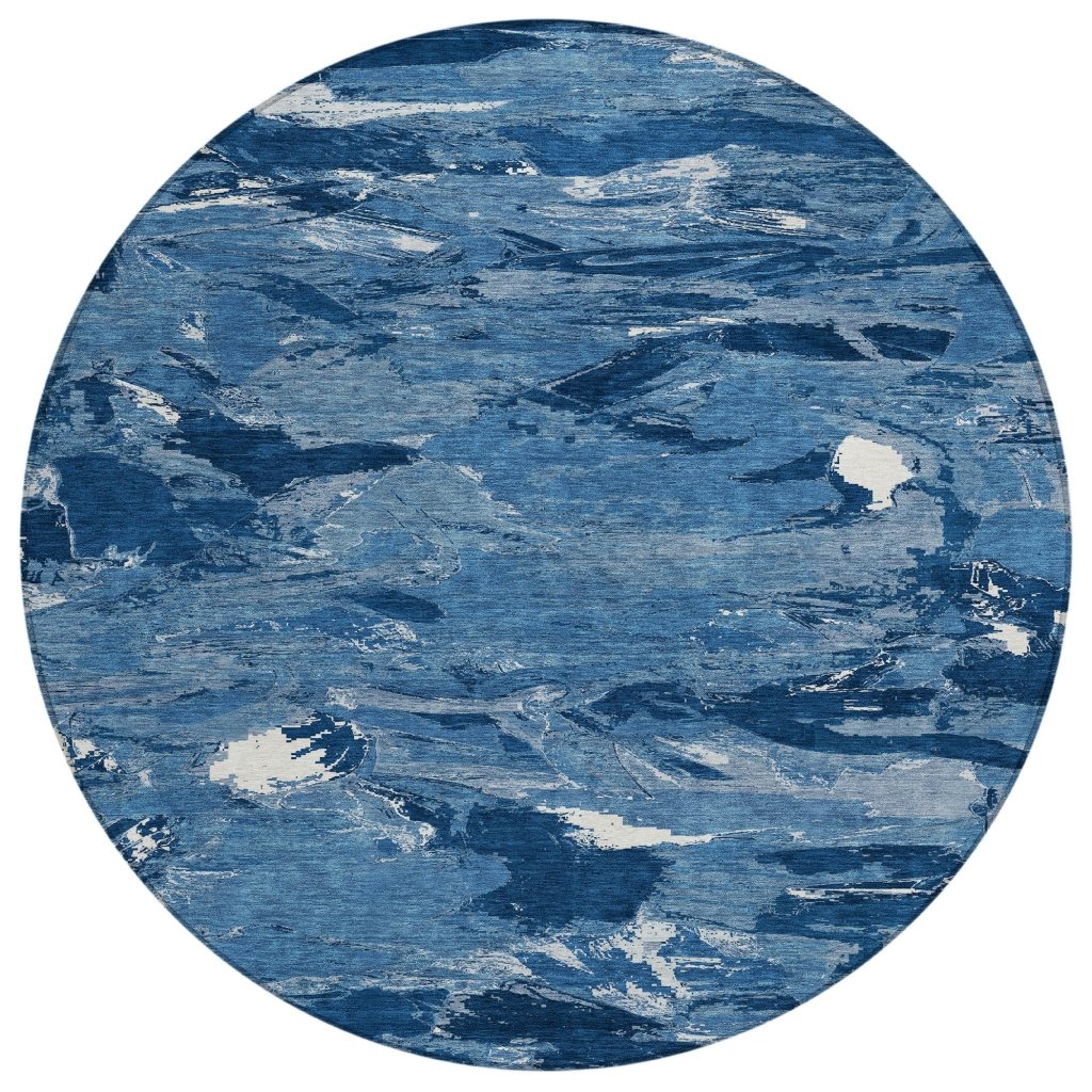 LOOMLAN Rugs Dahlina Blue Washable Indoor-Outdoor Rug