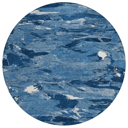 LOOMLAN Rugs Dahlina Blue Washable Indoor-Outdoor Rug