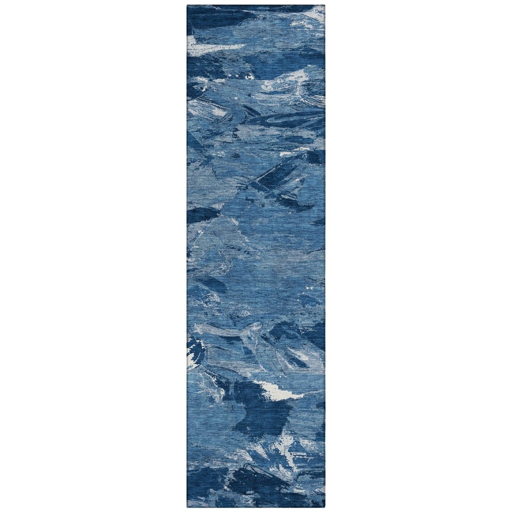 LOOMLAN Rugs Dahlina Blue Washable Indoor-Outdoor Rug