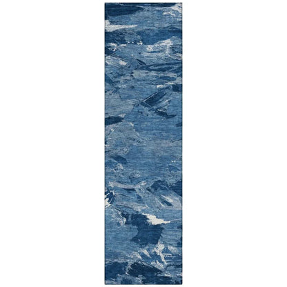 LOOMLAN Rugs Dahlina Blue Washable Indoor-Outdoor Rug