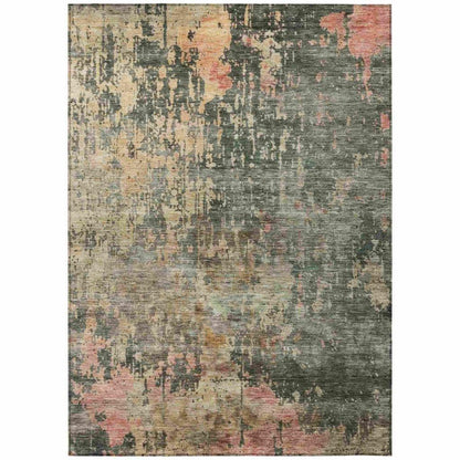 LOOMLAN Rugs Danira Green Washable Indoor-Outdoor Rug
