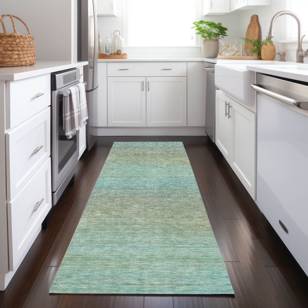 LOOMLAN Rugs Daphara Teal Washable Indoor-Outdoor Rug