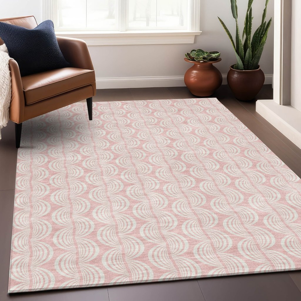 LOOMLAN Rugs Darya Pink Washable Indoor-Outdoor Rug