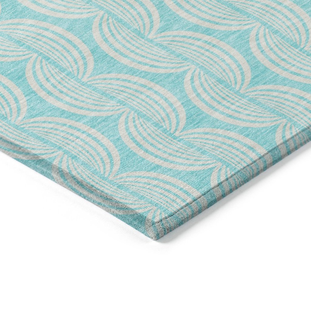 LOOMLAN Rugs Darya Teal Washable Indoor-Outdoor Rug