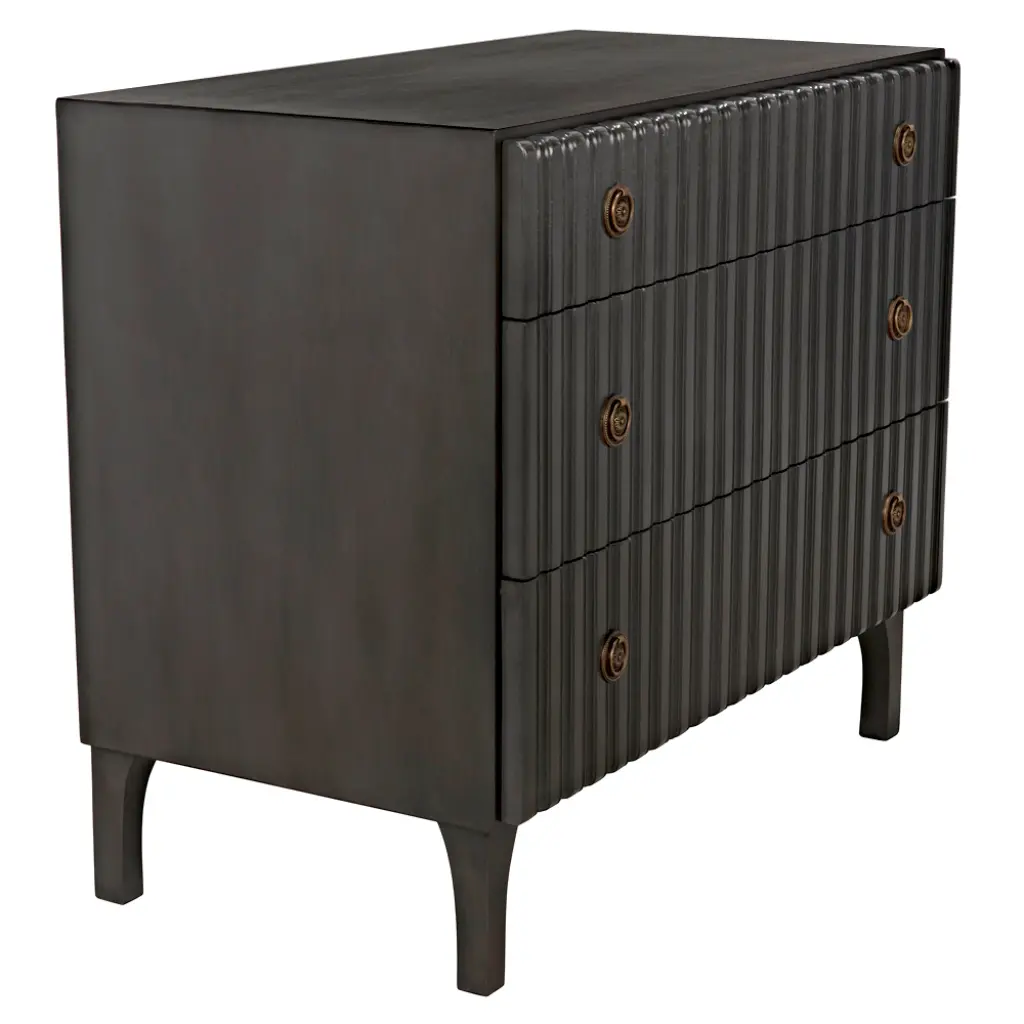Noir Daryl Three Drawers Wood Dresser
