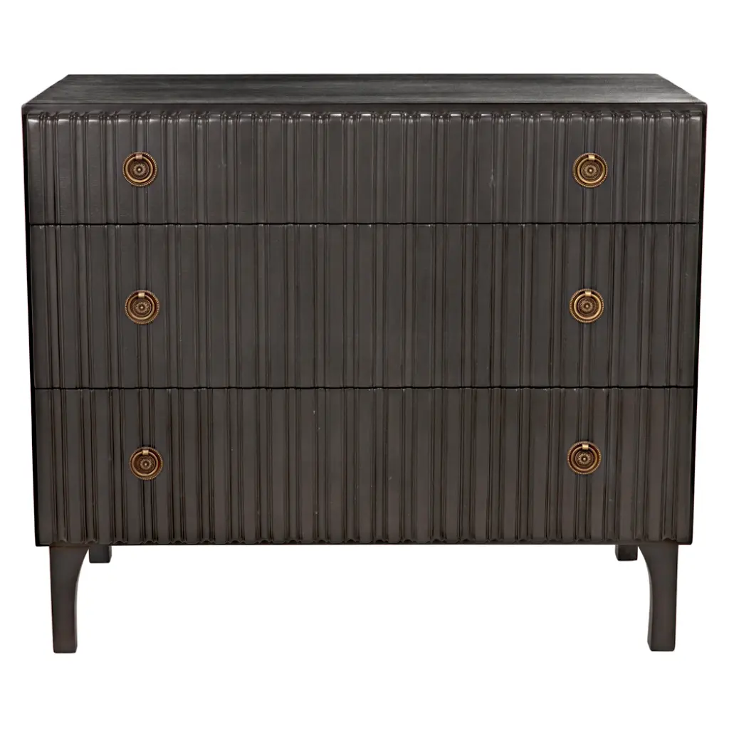 Noir Daryl Three Drawers Wood Dresser