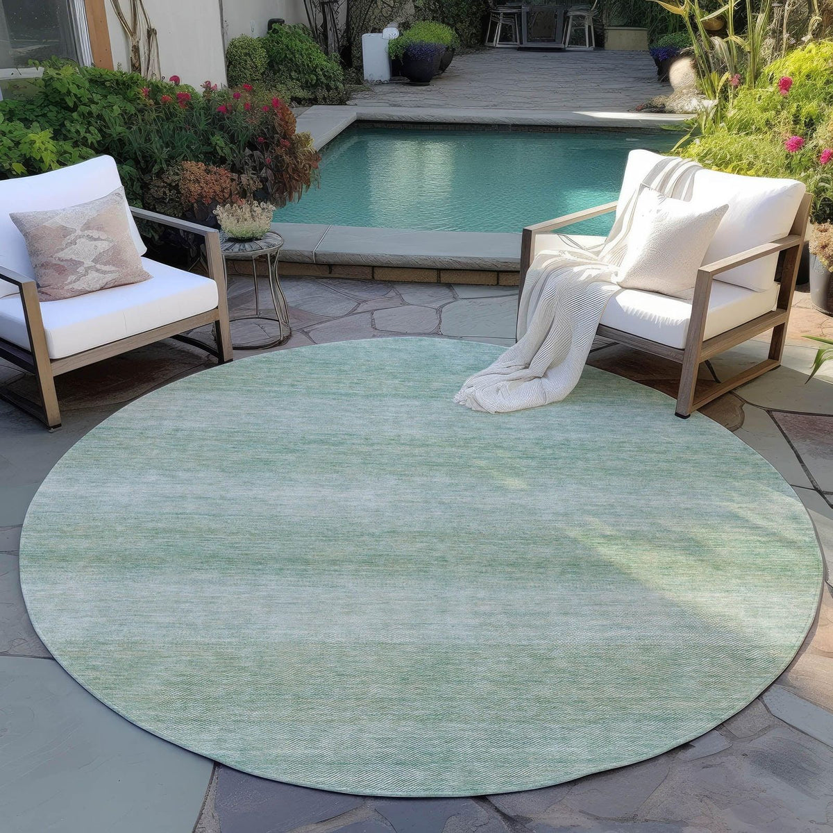 Haelius Teal Washable Indoor-Outdoor Rug