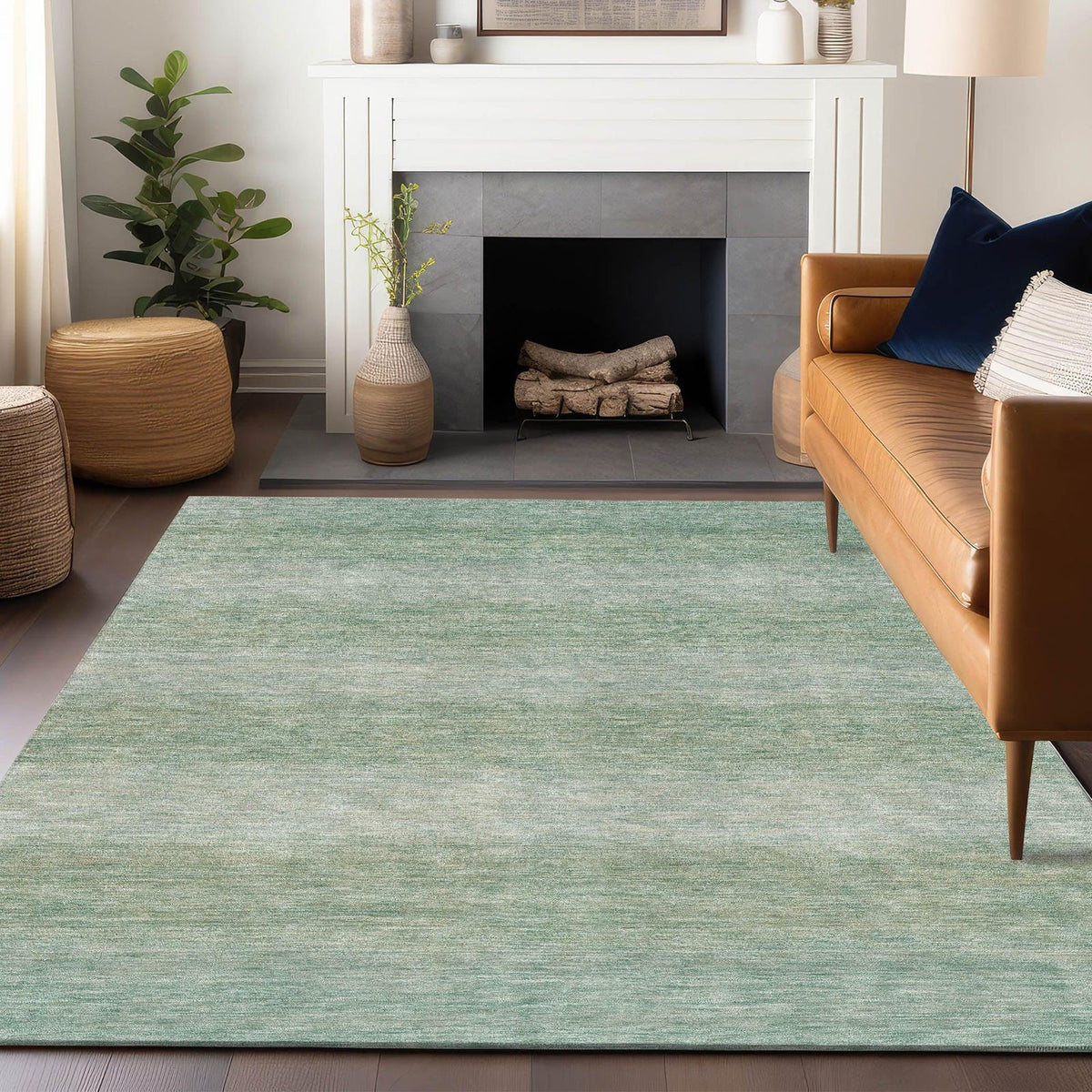 Haelius Teal Washable Indoor-Outdoor Rug -- teal