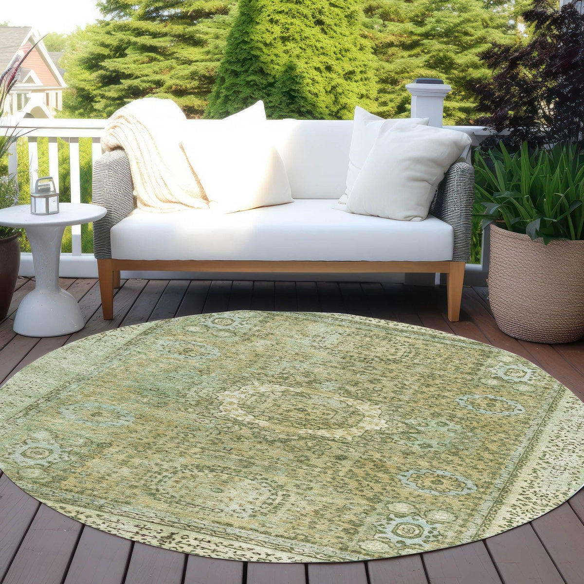 Irias Green Washable Indoor-Outdoor Rug