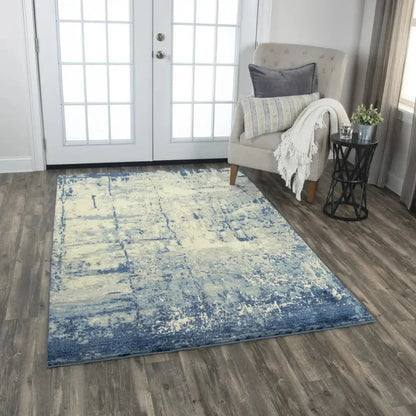 Bric Abstract Blue Large Area Rugs For Living Room -- blue