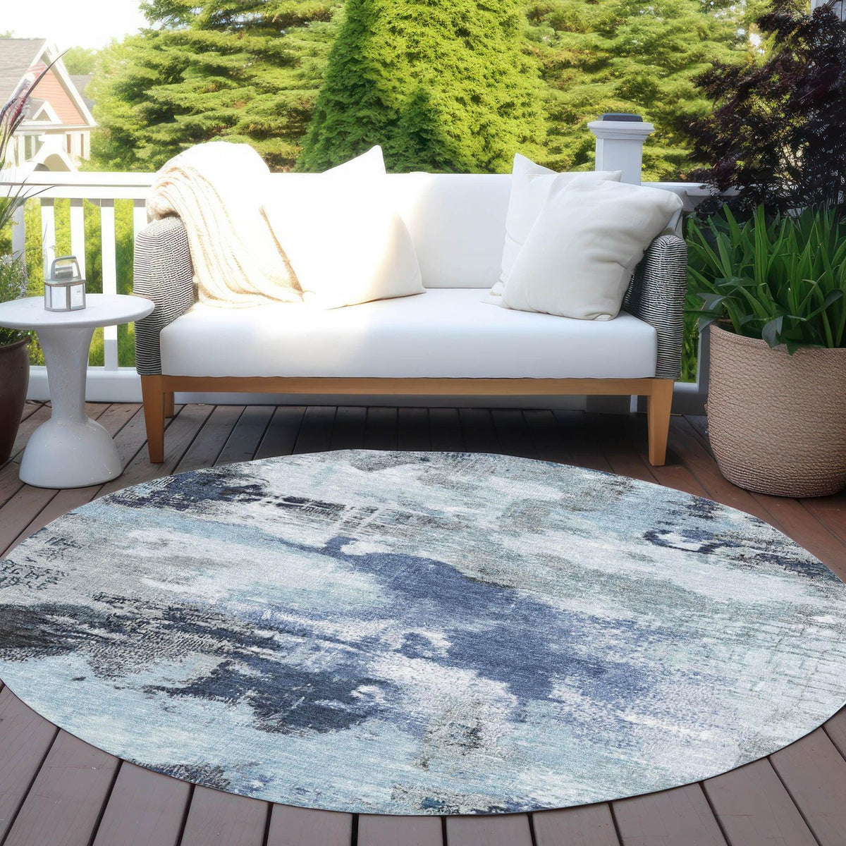 Iriara Blue Washable Indoor-Outdoor Rug