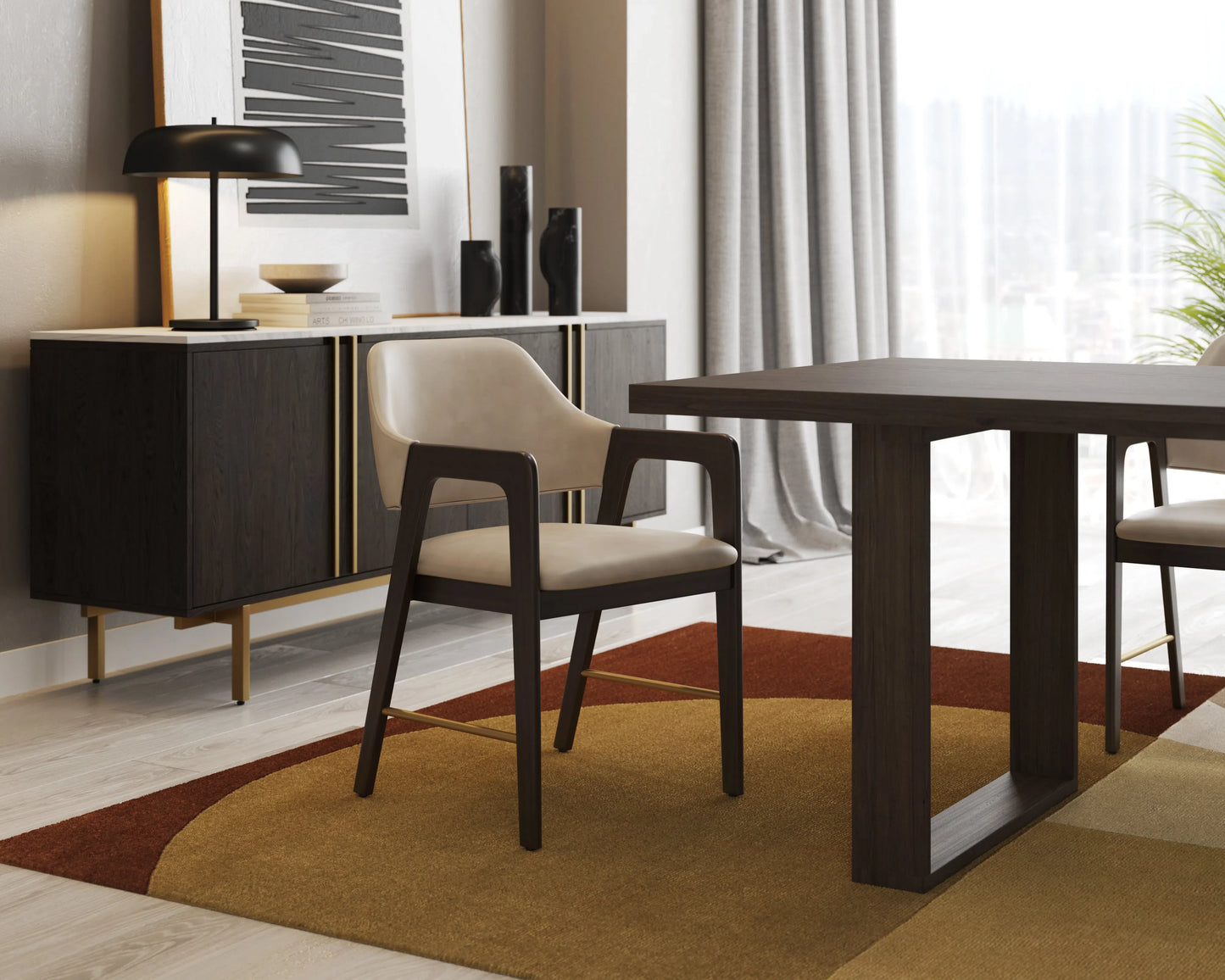 SUNPAN Briar Wooden Marble Top Sideboard