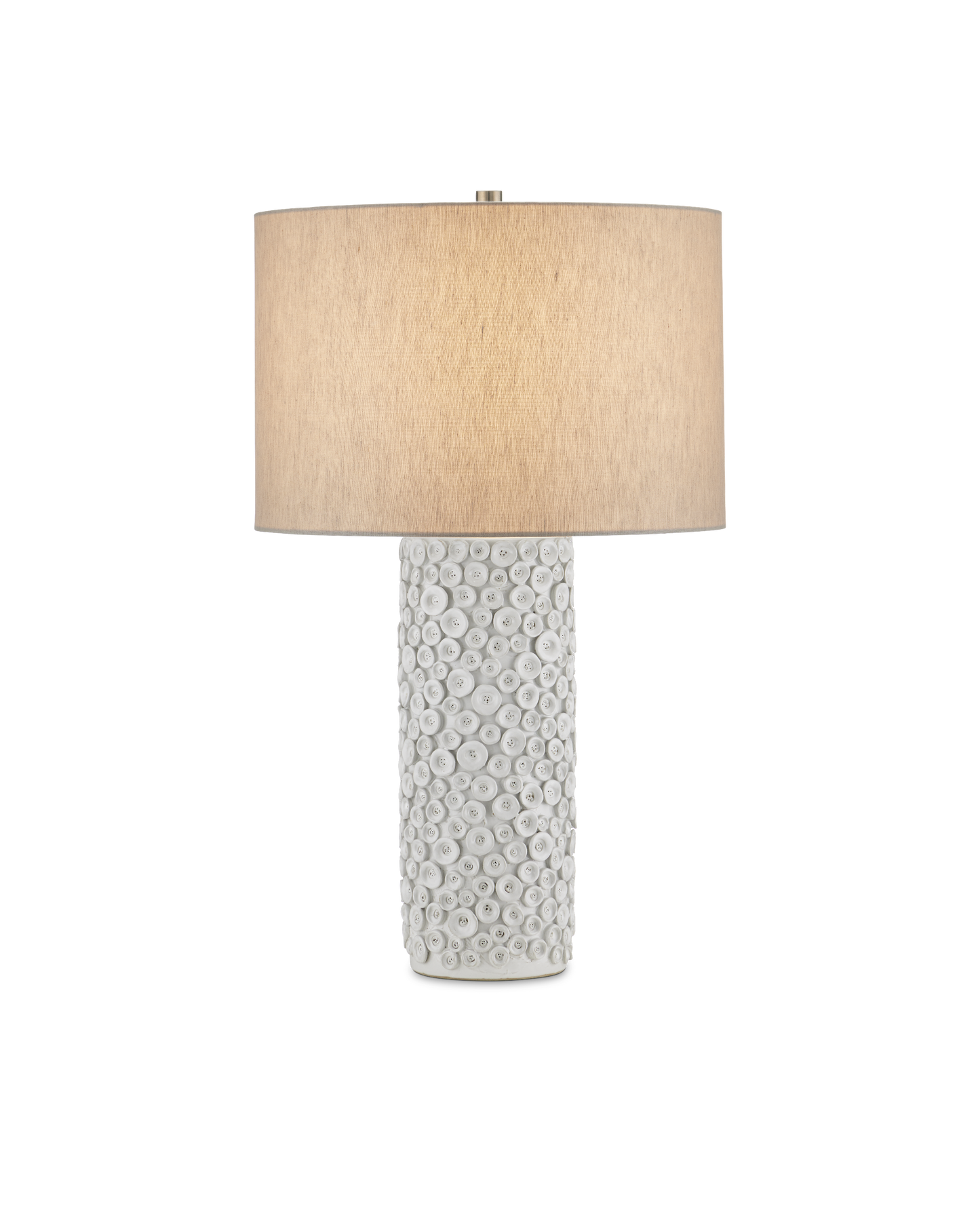 Buttons Ceramic and Metal White Table Lamp