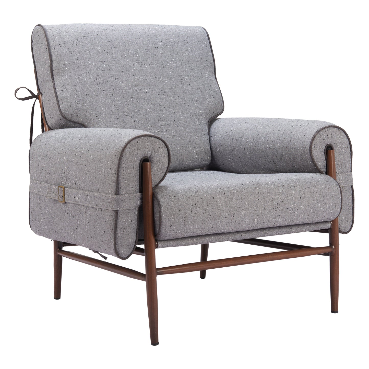 Klem Wood and Steel Gray Accent Arm Chair