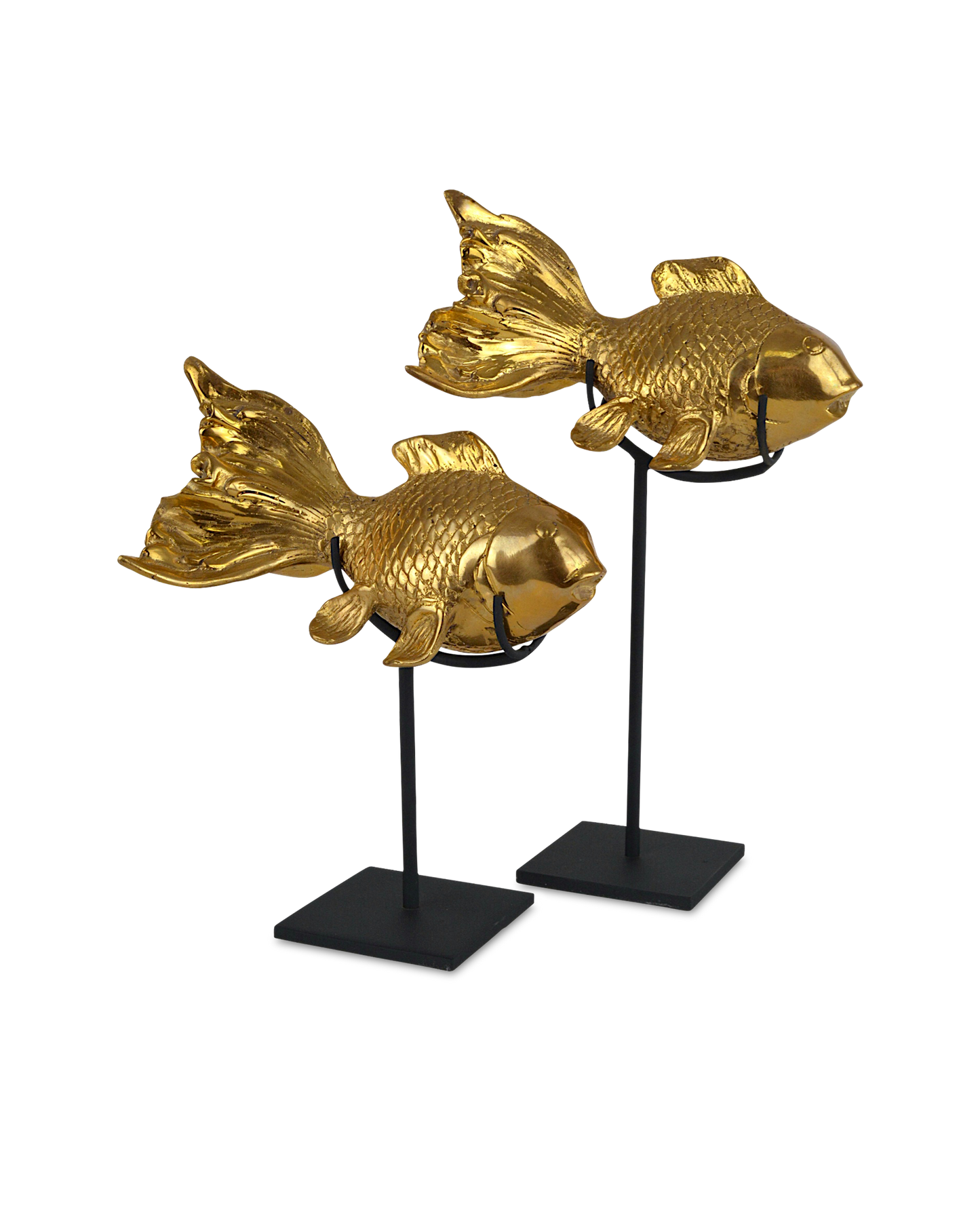 Metal Gold Goldfish Sculpture (Set of 2)