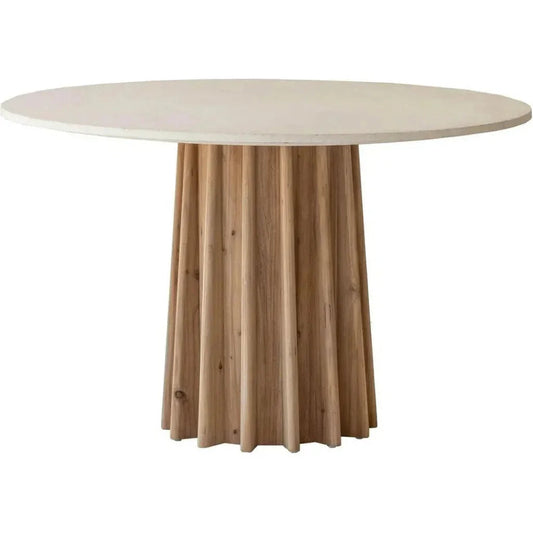 LH Home 47" Round Sealed Concrete Top & Reclaimed Pine Base Dining Table