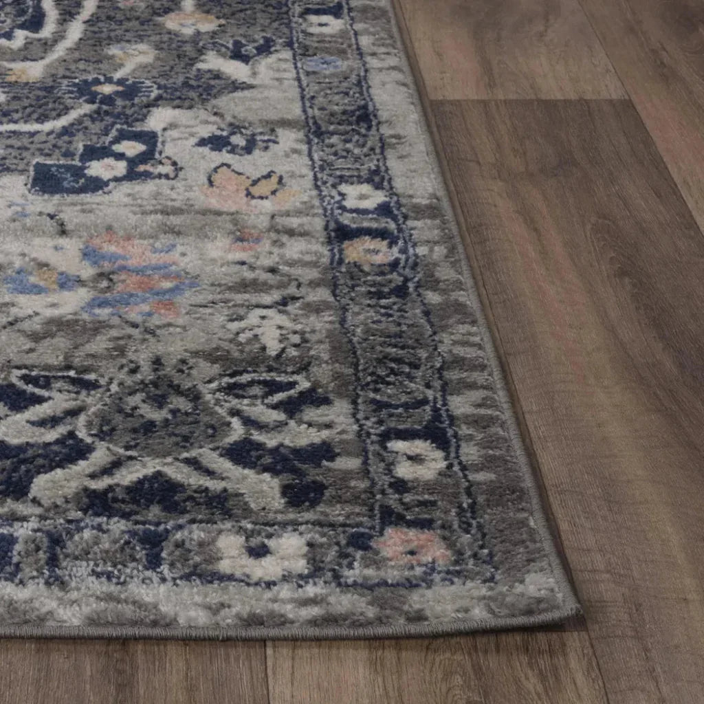 Dant Medallion Gray Kitchen Hallway Runner Rug -- gray