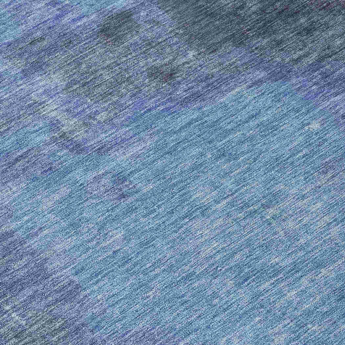 Iriion Blue Washable Indoor-Outdoor Rug