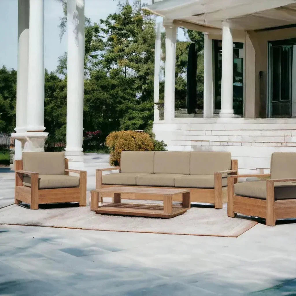 Qube 4PC Teak Outdoor Patio Deep Set Sunbrella Cushion -- view 5