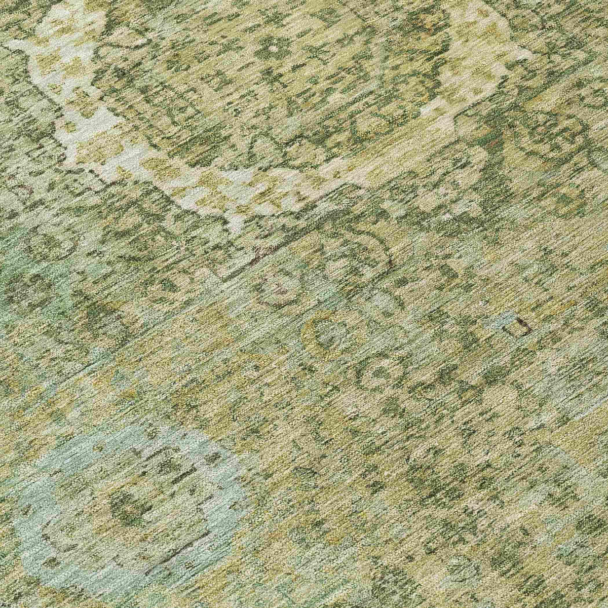 Irias Green Washable Indoor-Outdoor Rug