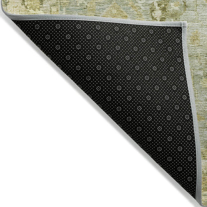 Laeel Green Washable Indoor-Outdoor Rug