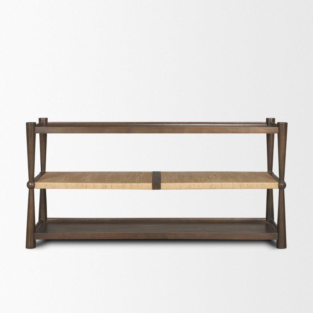 Bondi Dark Brown Mango Wood & Paper Rope Console Table -- Dark Brown