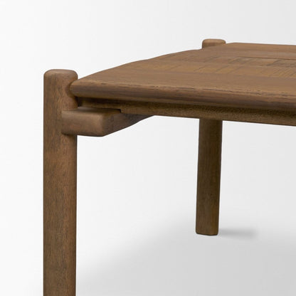 Riven 28" Square Oak Wood Side Table -- Brown